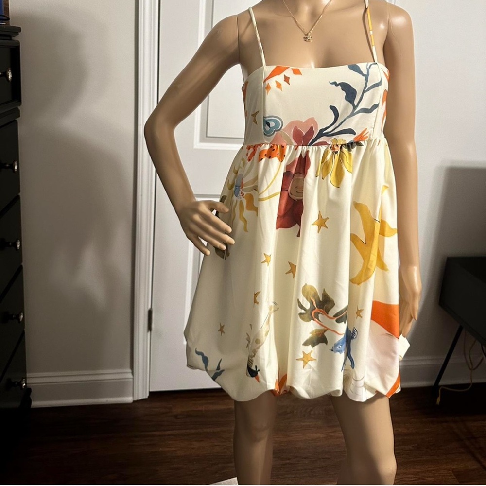 La Nature Printed Spaghetti Strap Mini Dress